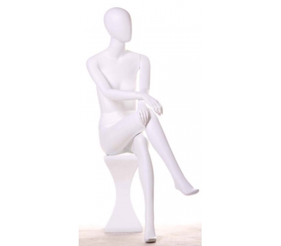 LIZA-6 Манекен женский безликий, сидячий, белый глянец