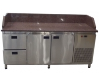 Холодильний стіл з гранітної стільницею (три борту) СХ2Ш2Д3Б20-Г-Т (1860/700/850)