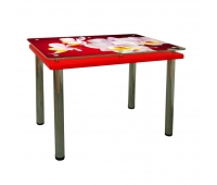 Кухонный стол Гермес Корал 900х600х790 мм красный Фотопечать