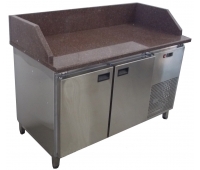 Холодильний стіл з гранітної стільницею (три борту) СХ2Д3Б20-Г-Т (1400/700/850)