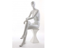 LIZA-6 Манекен жіночий безликий, сидячий, білий глянець з рельєф. особою