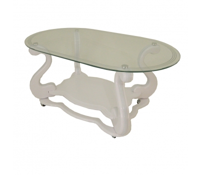 Журнальний стіл МС-6 Луіза Корал 1000x600x500 мм білий прозорий