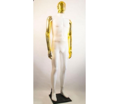 Манекен мужской Сенсей аватар белый с глянцевыми руками (золото)