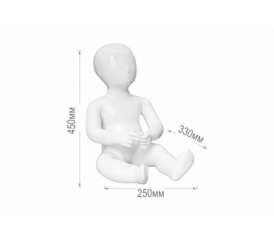 CHD-14 Манекен детский безликий белый глянец (сидячий)