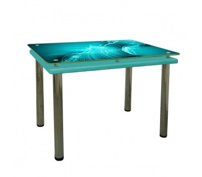 Кухонний стіл Гермес Корал 1200х700х790 мм блакитний Фотодрук