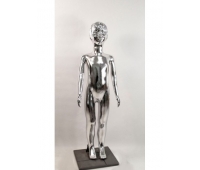 Манекен дитячий пластиковий дівчинка на повний зріст дзеркальний (платина) 120 см