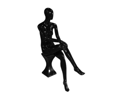 LIZA-5 Манекен жіночий безликий, сидячий, чорний глянець