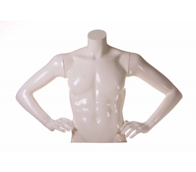 Torsoarea mâinilor masculine T-SR17 (alb lucios) pe talie