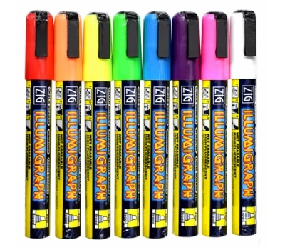 Marker pe bază de apă ZIG Illumigraph 2-6 mm Alb