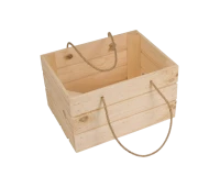 Ladă de lemn 40x30x23 naturală cu mânere (jute)