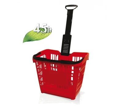 Coș de cumpărături pe roți cu mâner extragător, 45 L, Italia, culoare Speesy Roșu
