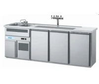 Барний холодильний стіл з мийкою (дві чаші), краном, і 3 дверцятами