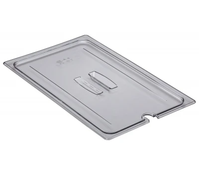 Acoperă cu un mâner și o crestătură pentru o lingură FlipLid din policarbonat transparent pentru recipiente gastronome Cambro GN 1/1 (530x325 mm) culoare