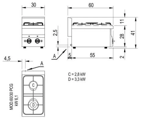 Плита газовая modular 60/30 PCG
