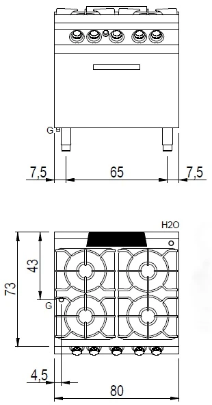 Профессиональная газовая плита Modular PK 70/80 CFGB