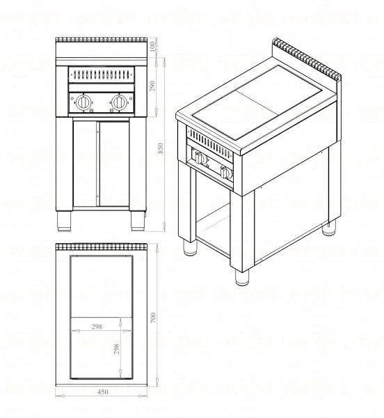 Sobe electrice cu două arzătoare Orest PE-2 (0,18) 700 - schema