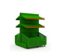 Raft automat pentru legume cu sertare pe roți cu două rafturi