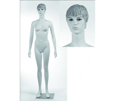 WK-1wm Манекен жіночий білий реалістичний з макіяжем (квадр. База)