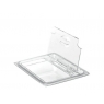 Capac FlipLid cu balamale cu mâner și o crestătură pentru lingură în policarbonat transparent pentru recipiente gastronome Cambro GN 1/2 (325x265 mm) culoare