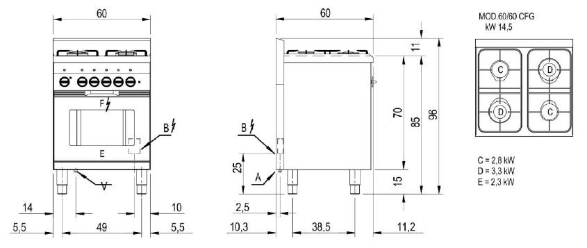 Газовая плита modular cfg 60/60